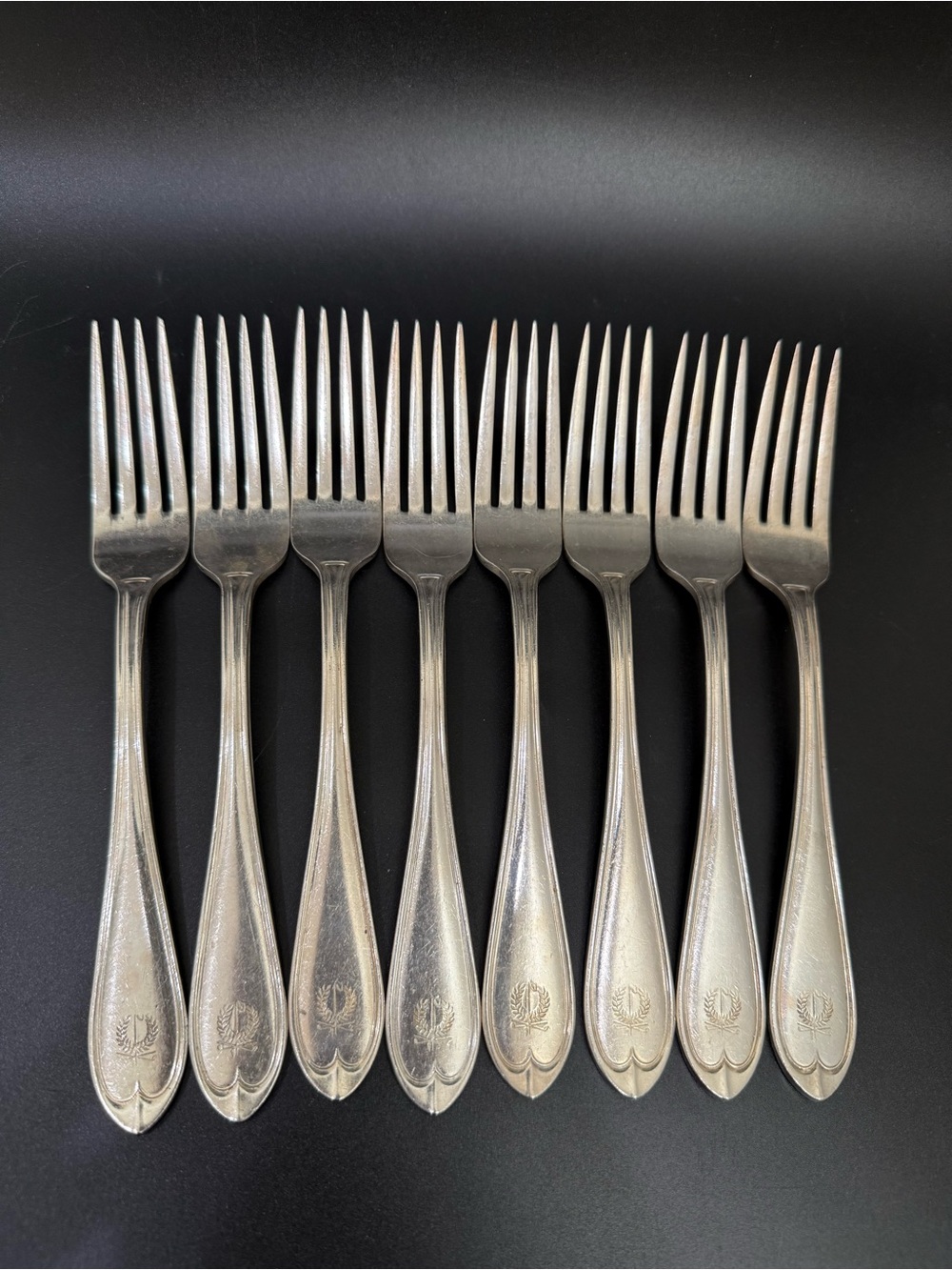 8pc Vintage AMSILCO International Silver Plated Restaurant Ware 8” Dinner Forks